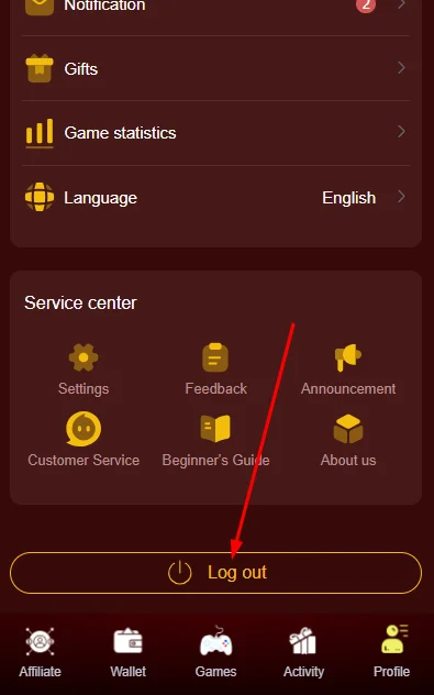  Click on log out option